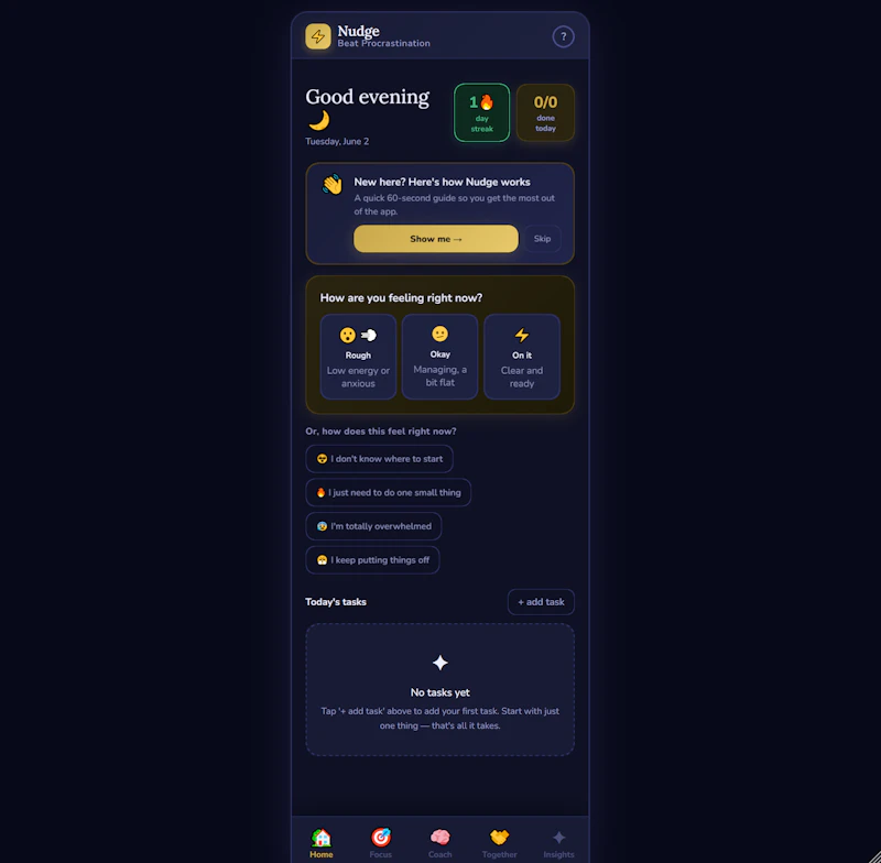 Nudge — Beat Procrastination screenshot 1