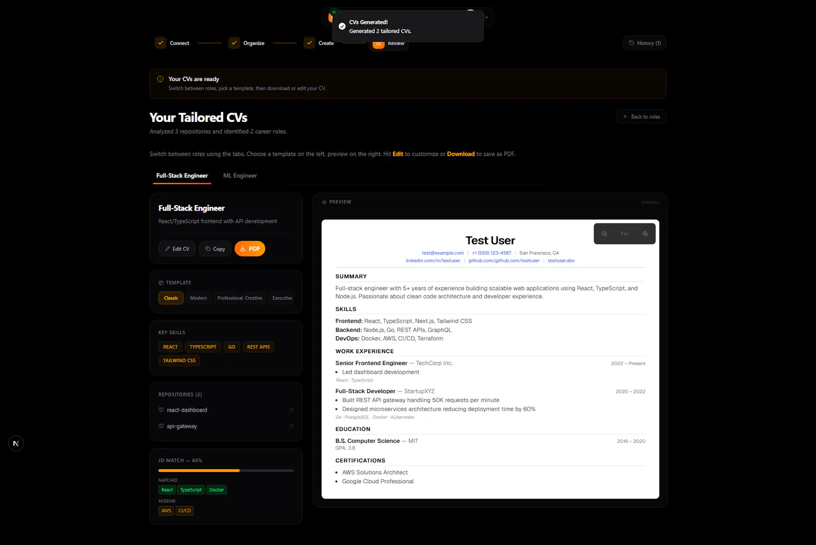 CV Tailor screenshot 1