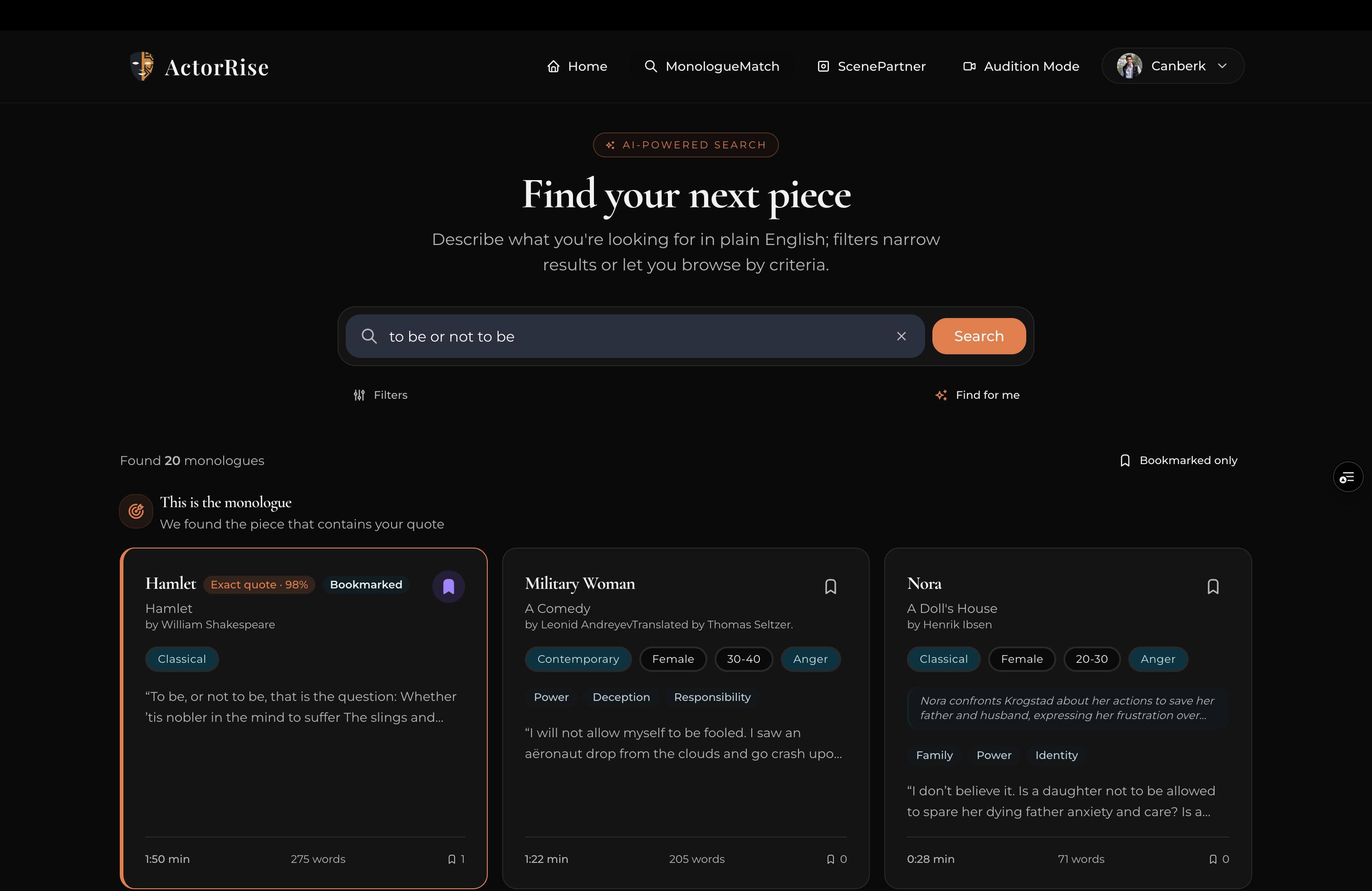 ActorRise - Screenshot 3 showing product features and functionality