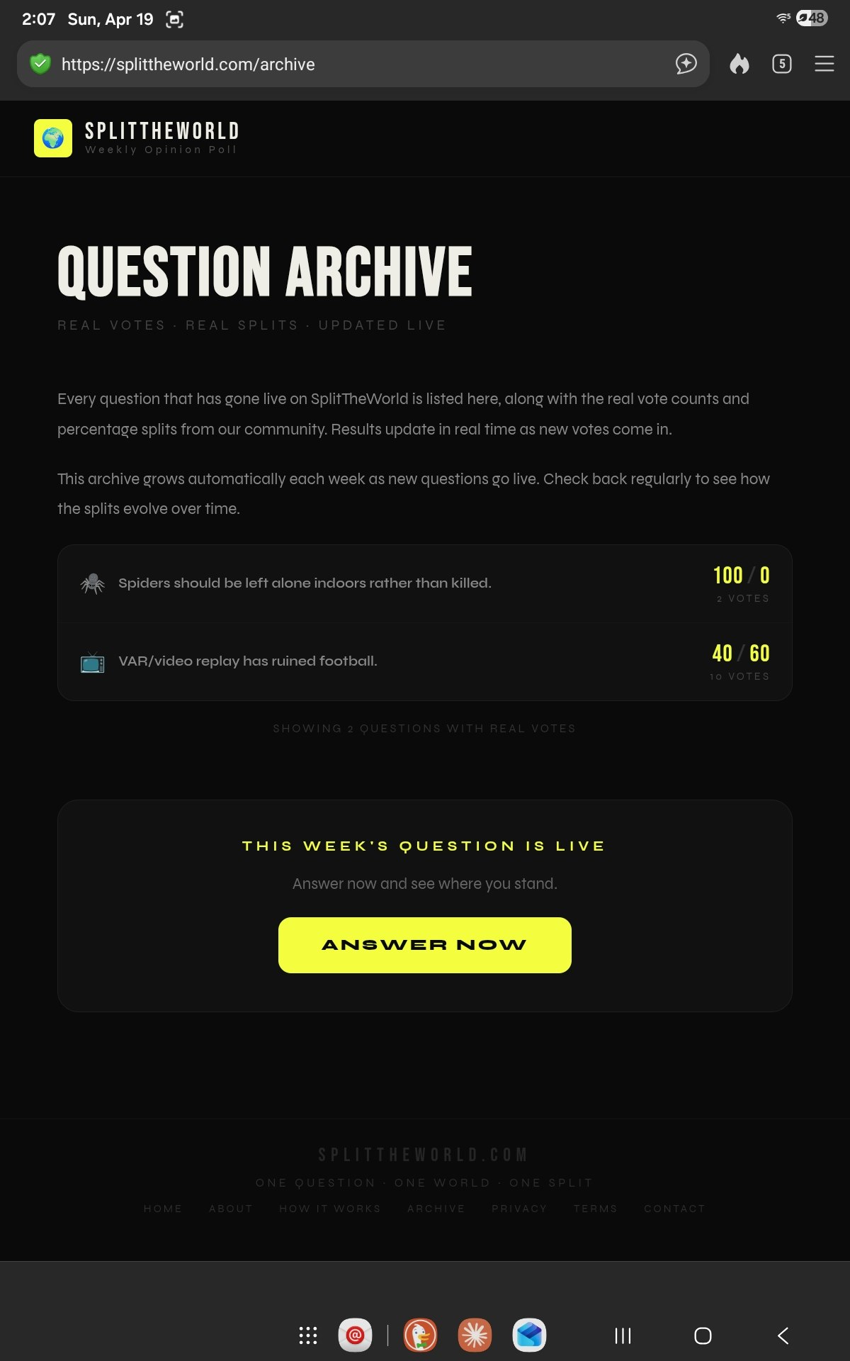 SplitTheWorld — Weekly Opinion Split gallery image