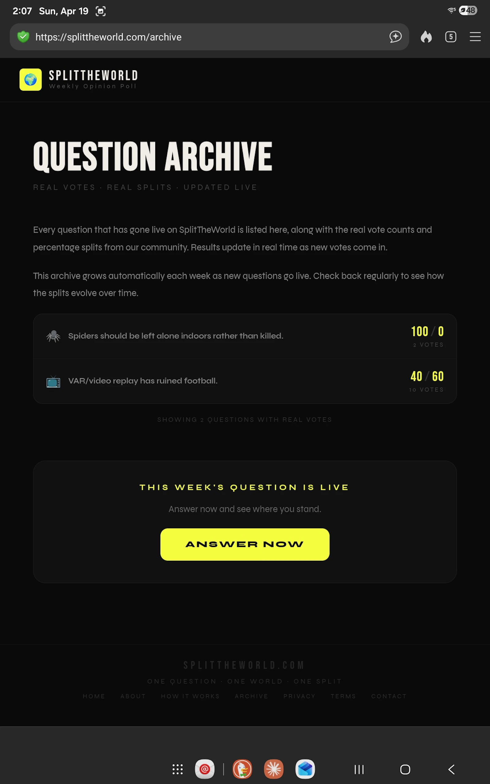 SplitTheWorld — Weekly Opinion Split screenshot 1