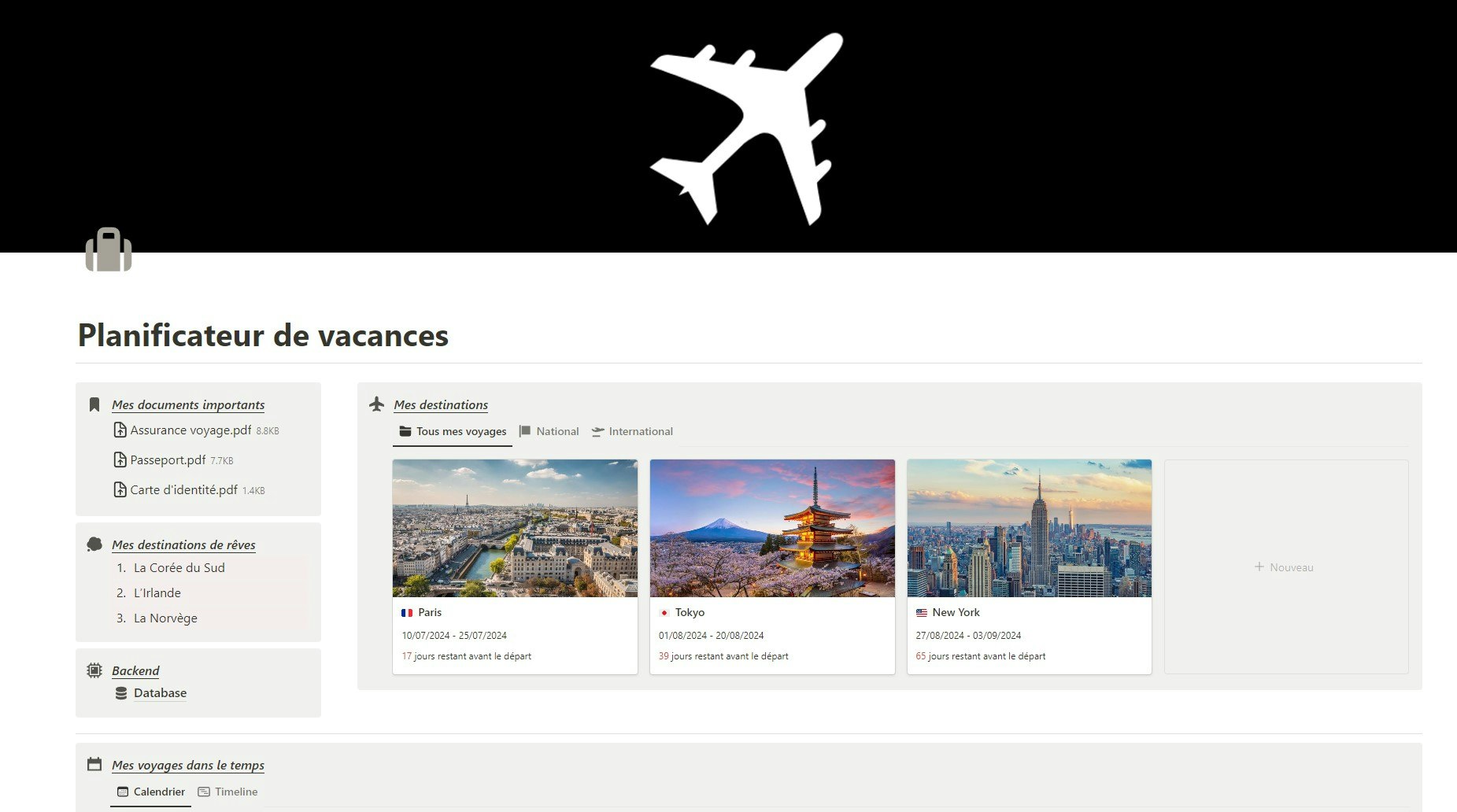 L'organisateur de vacances ultime Notion gallery image