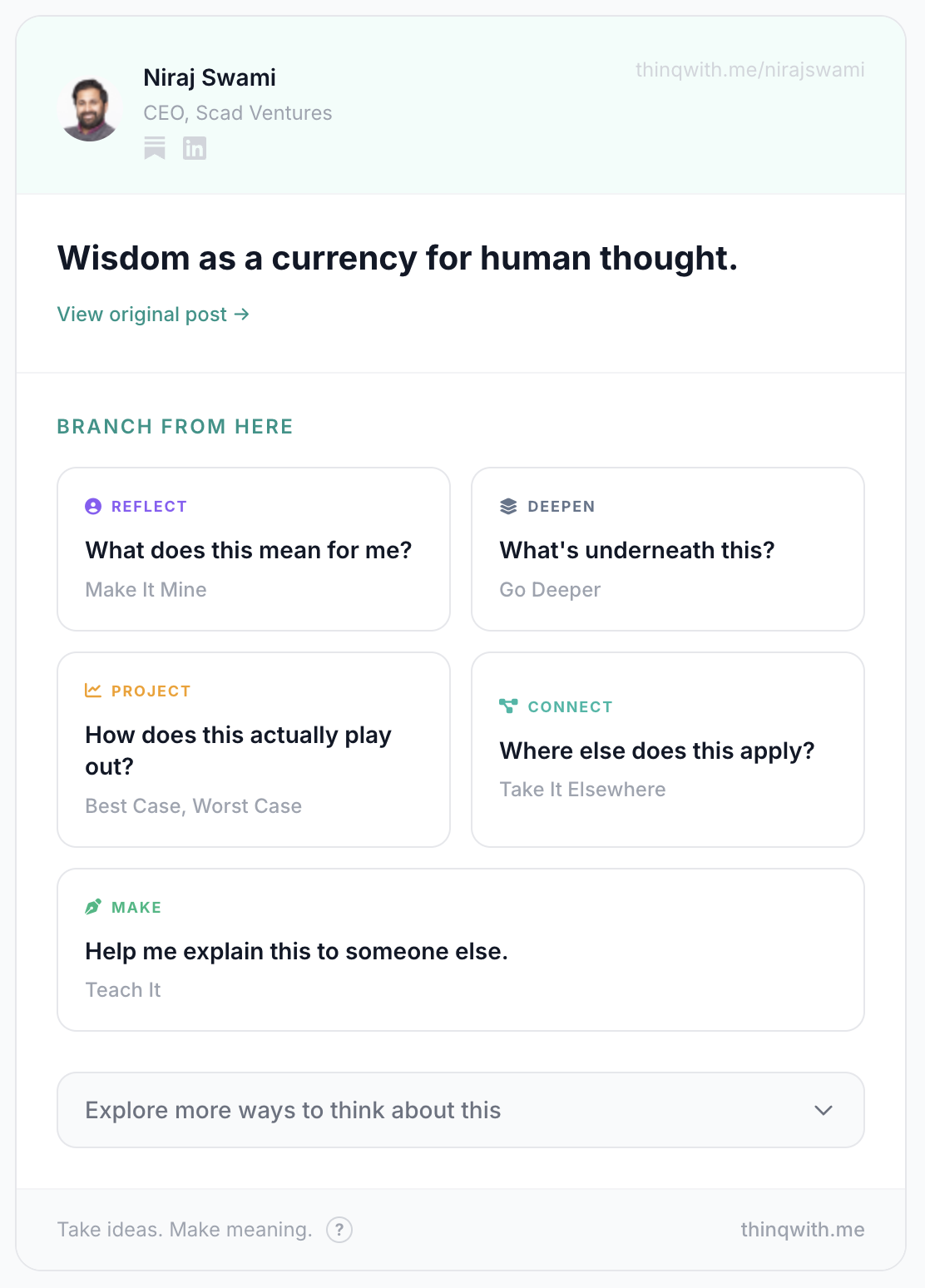 ThinqWith.me - Screenshot 2 showing product features and functionality