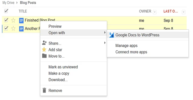 Google Docs to WordPress gallery image