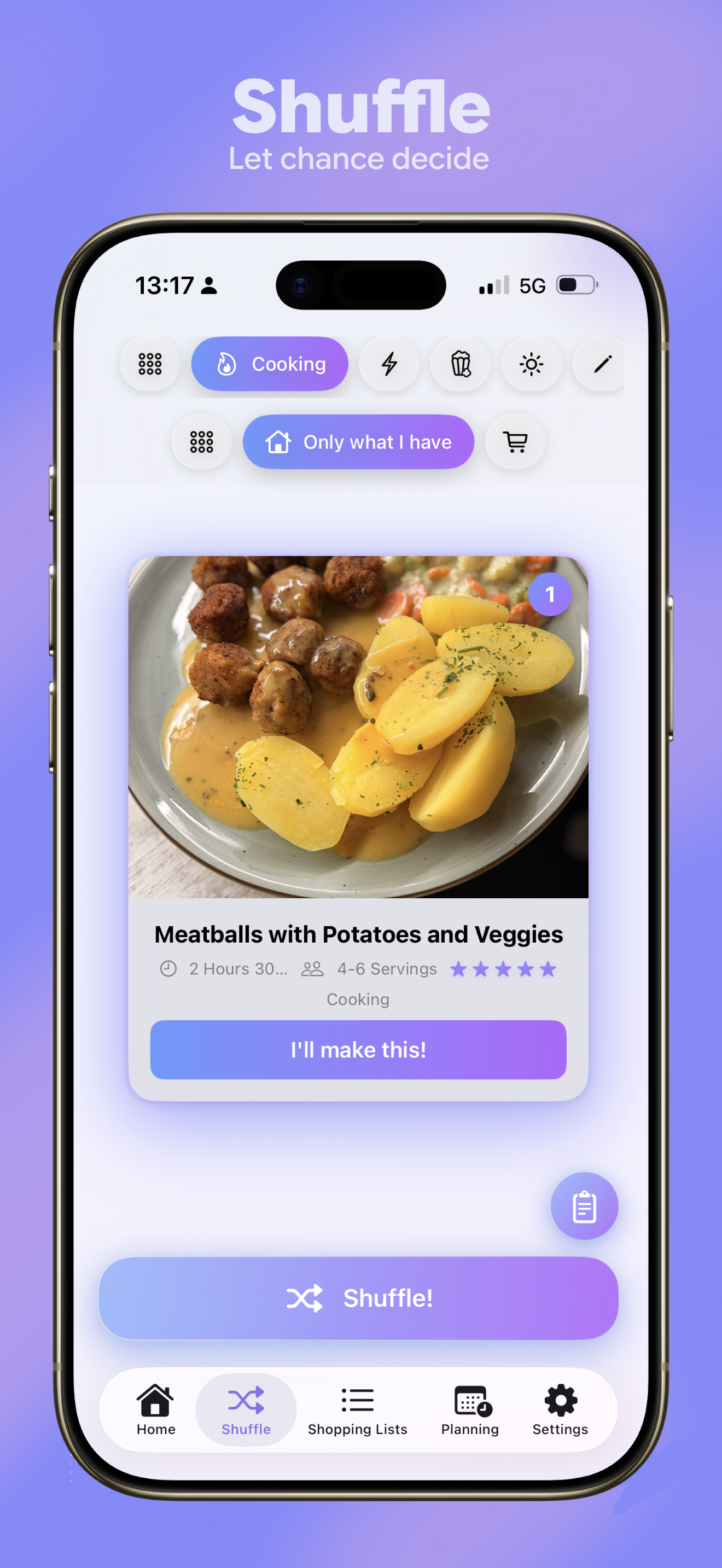 Shuffya - Recipe Collection  - Screenshot 2 showing product features and functionality