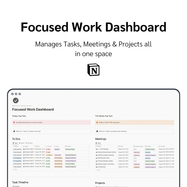 Focused Work Dashboard
