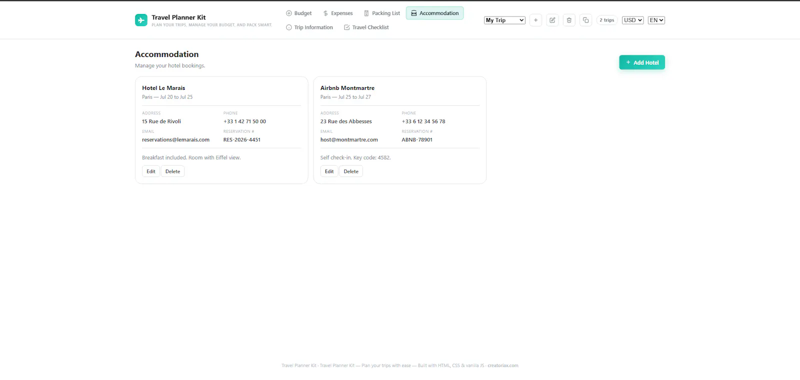 Travel Planner Kit screenshot 4