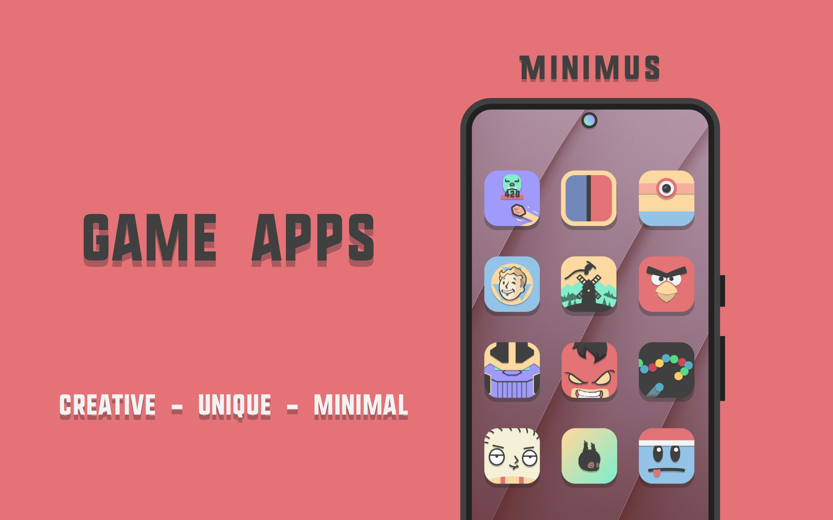 Media Ikon minimus - ikon minimum yang gelap namun bersemangat untuk peranti Android anda 4