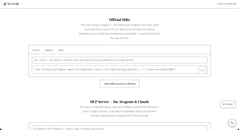 XFINLAB Intelligence API screenshot 10