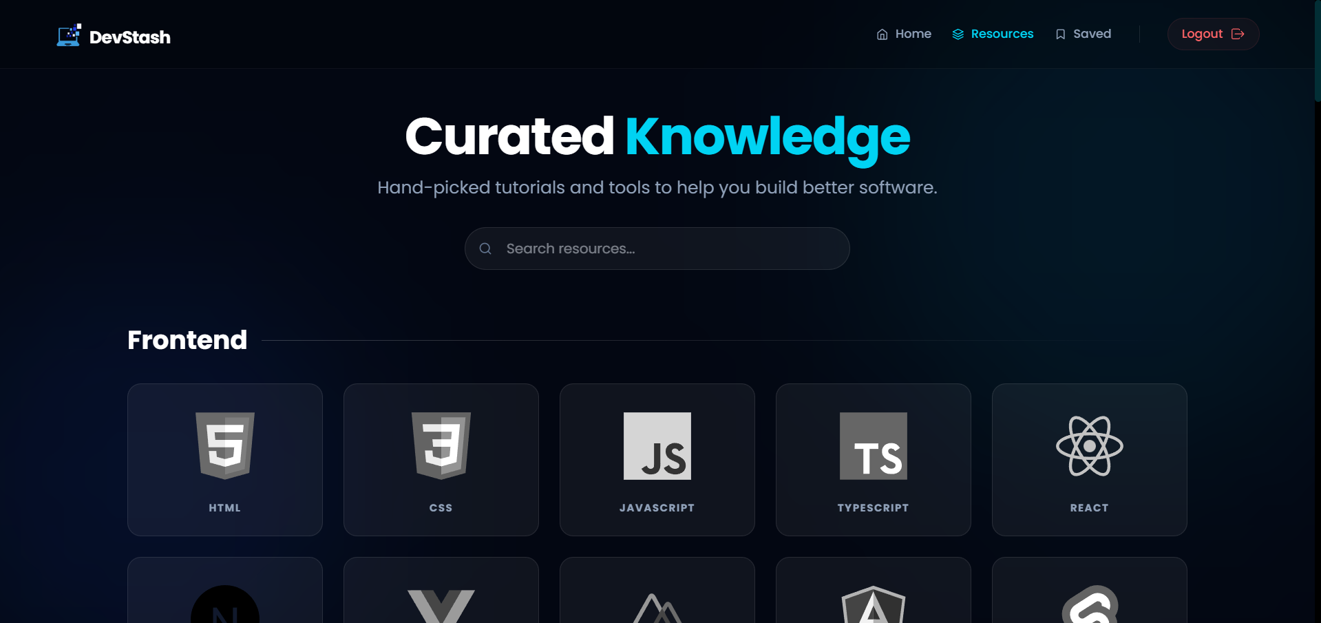 DevStash - Screenshot 2 showing product features and functionality