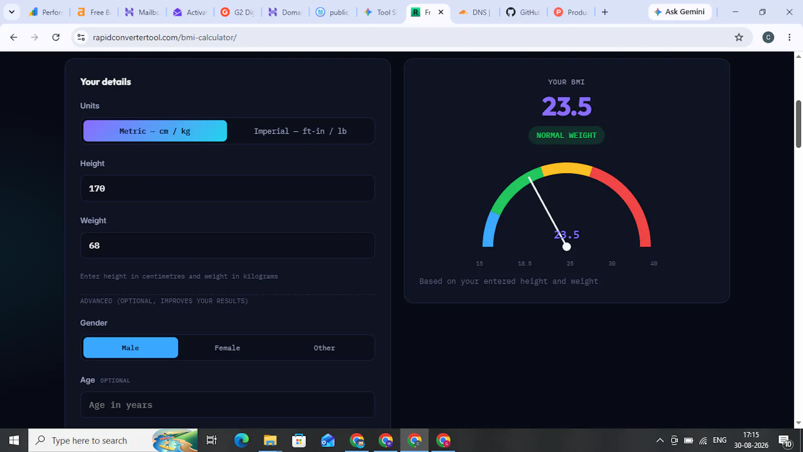 Global BMI Calculator screenshot 1