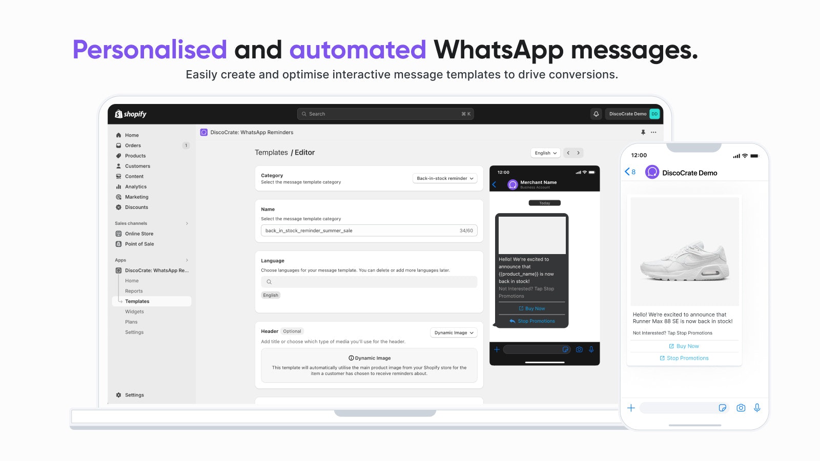 discocate - แอป Shopify - ส่งการแจ้งเตือน WhatsApp สำหรับ Shopify กลับมา media 5