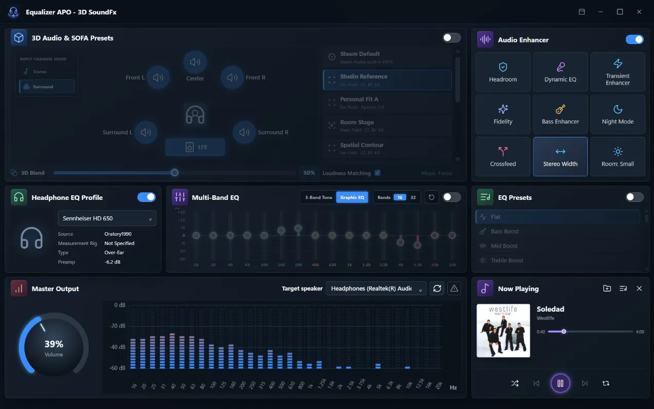 System-wide Equalizer and Surround Audio gallery image
