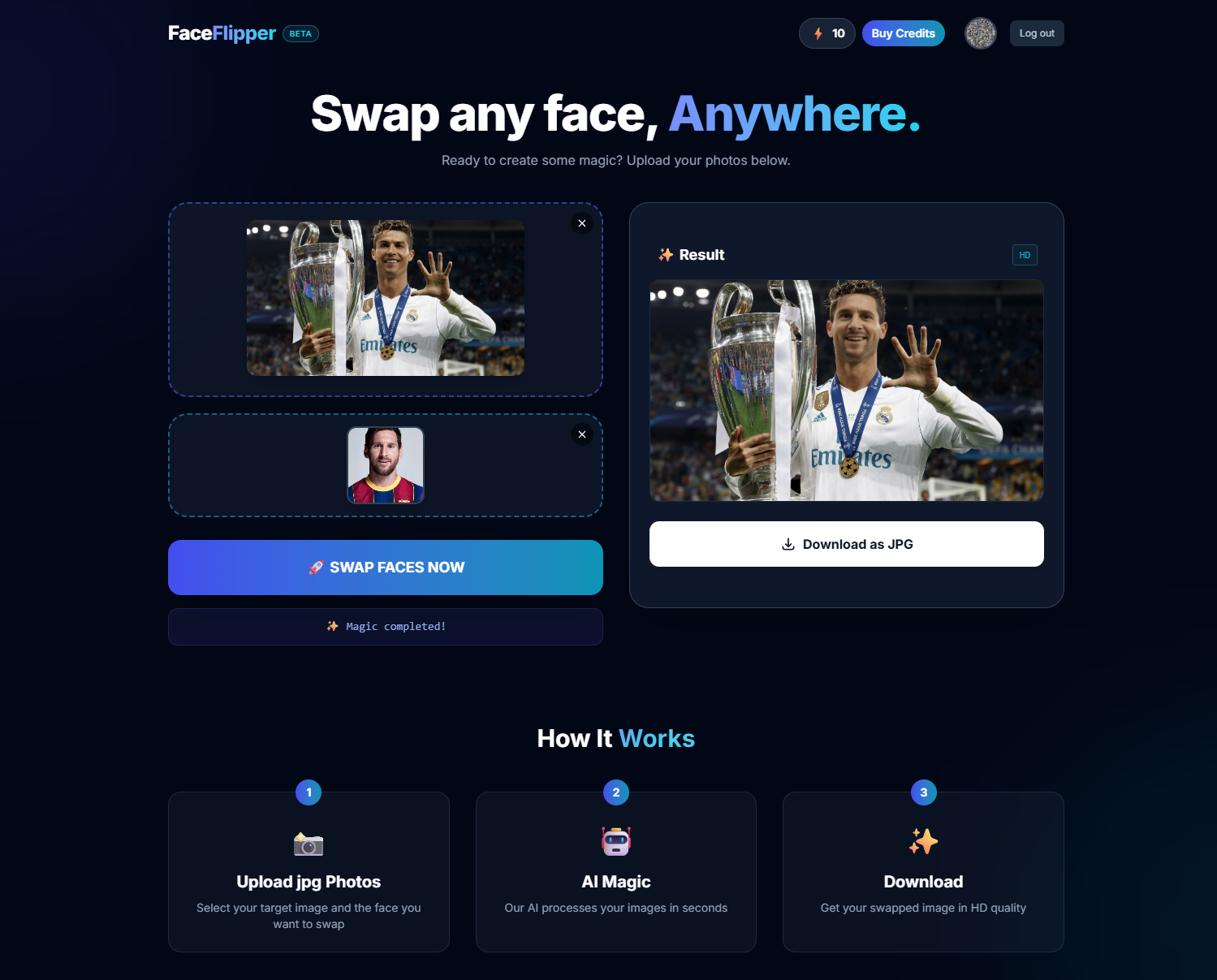 FaceFlipper - Screenshot 2 showing product features and functionality