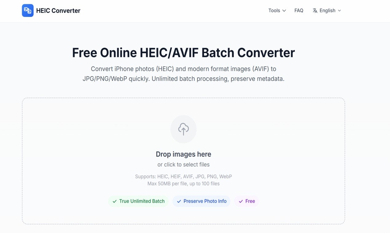 HEIC/AVIF Converter - Main product screenshot demonstrating key features and user interface