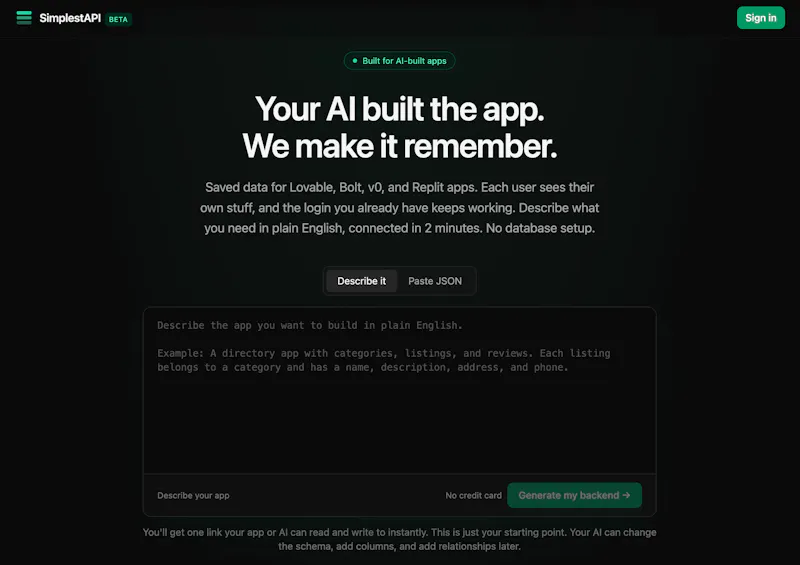 SimplestAPI screenshot 1