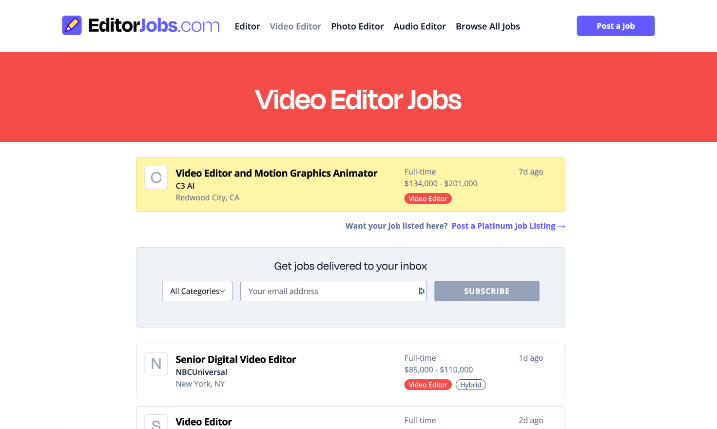 Media EditorJobs.com - Bảng công việc cho video, bản sao, ảnh và biên tập viên âm thanh 3