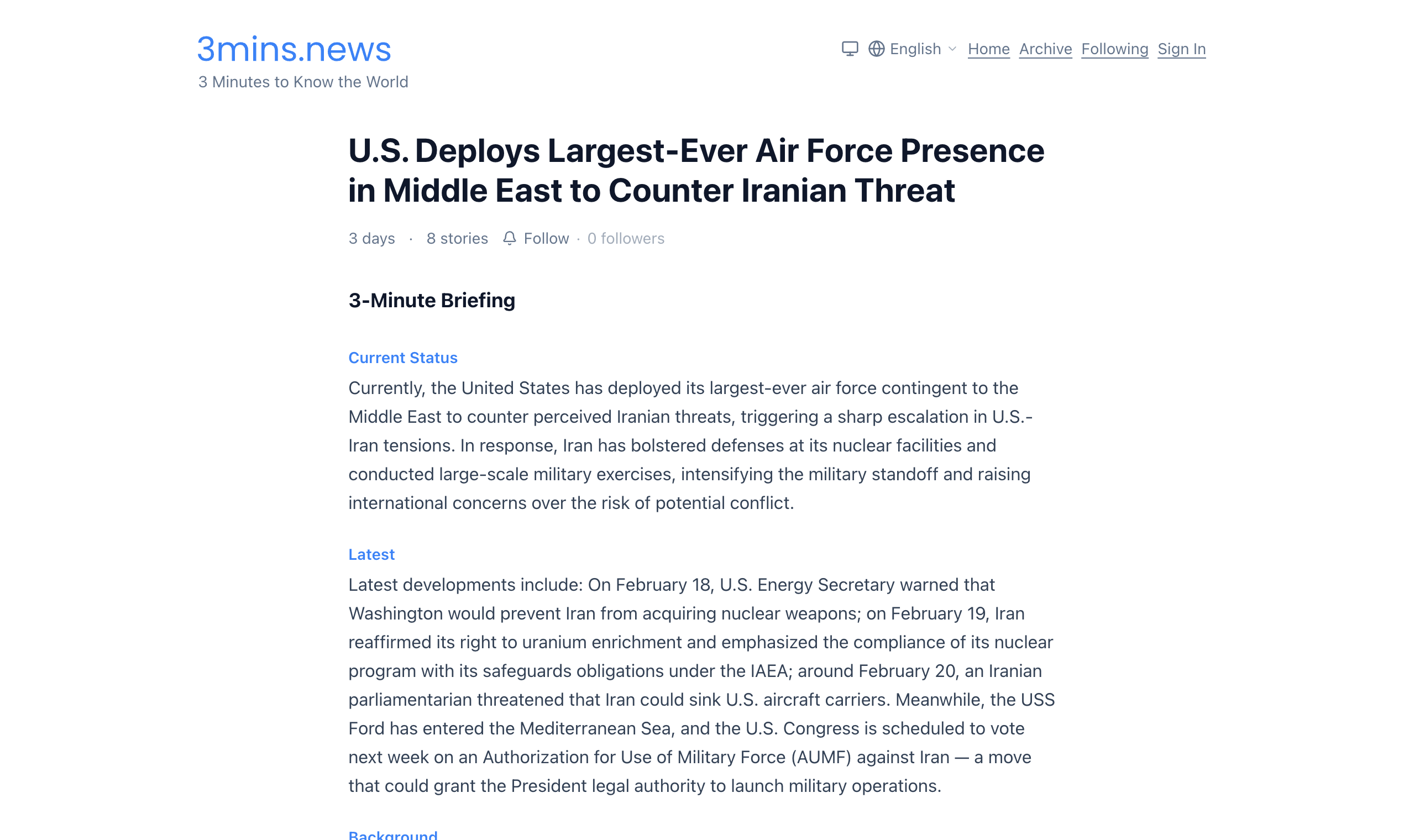 3mins.news - Screenshot 3 showing product features and functionality
