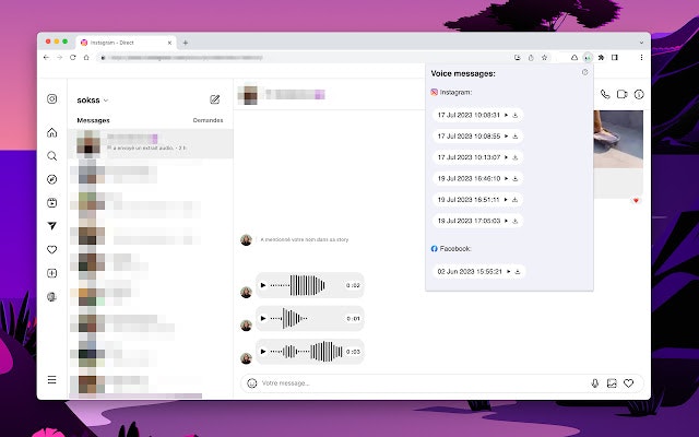 Sprachnachrichten -Downloader - Laden Sie Audionachrichten von Facebook Messenger/Instagram herunter Medien 3