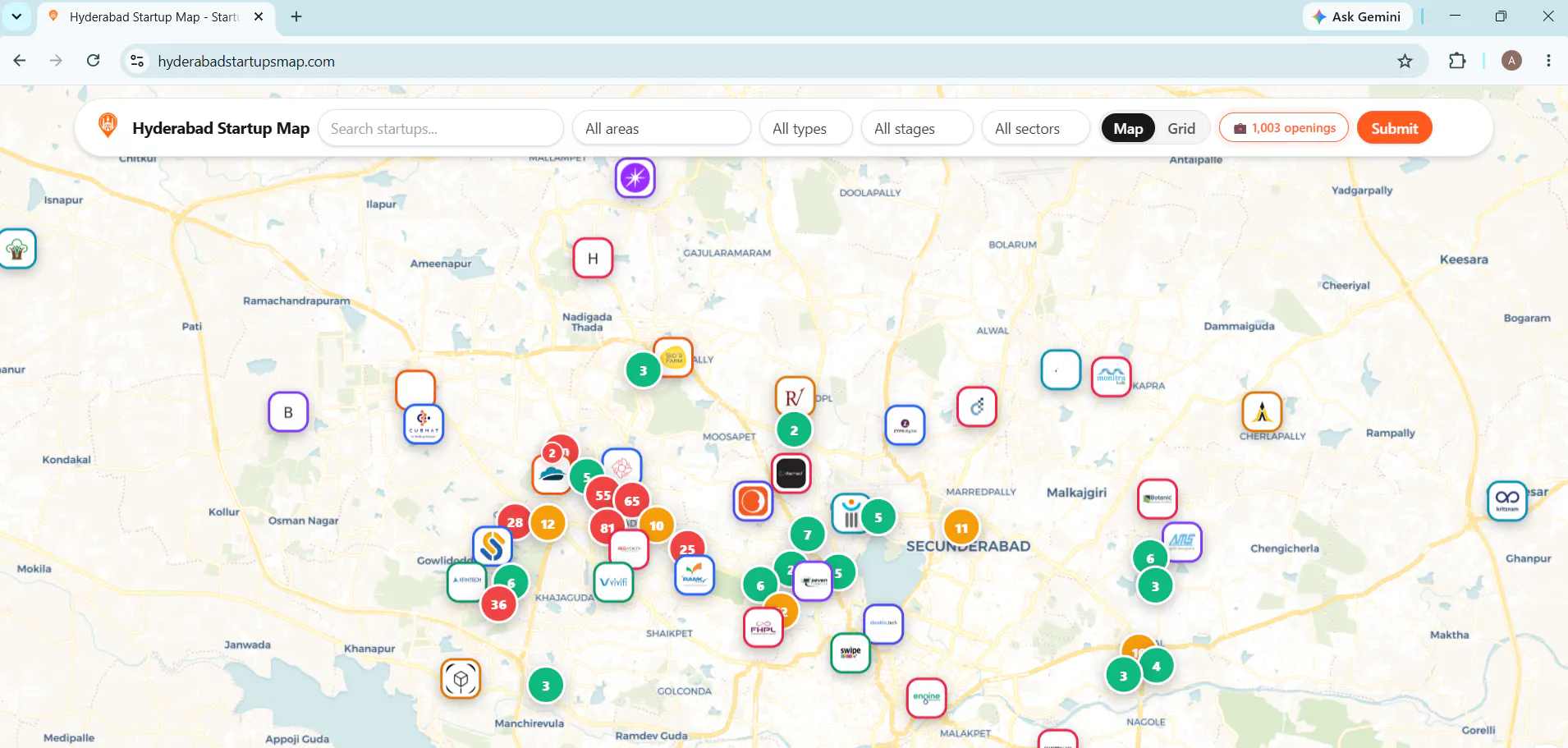 Hyderabad Startups Map gallery image