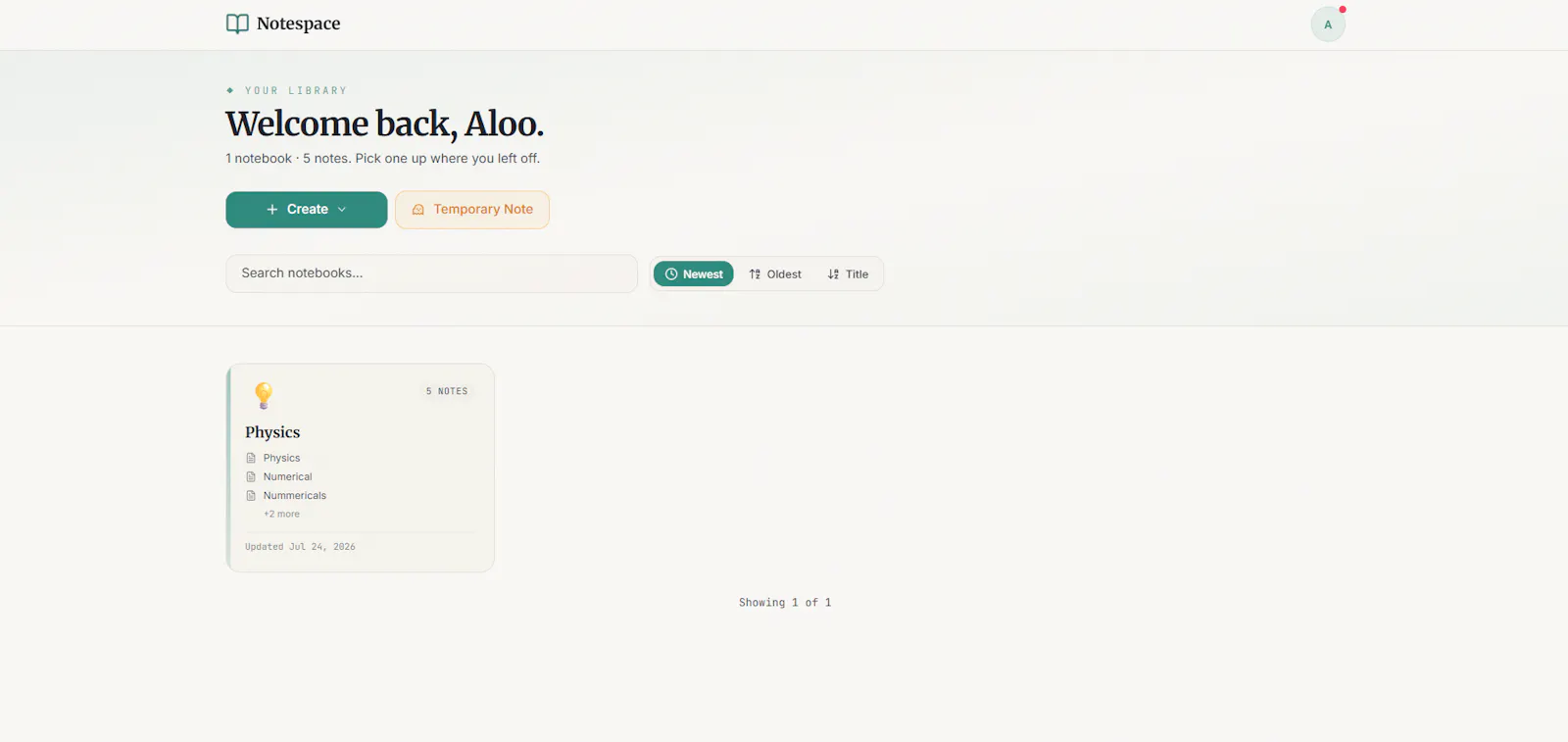 Notespace screenshot 2