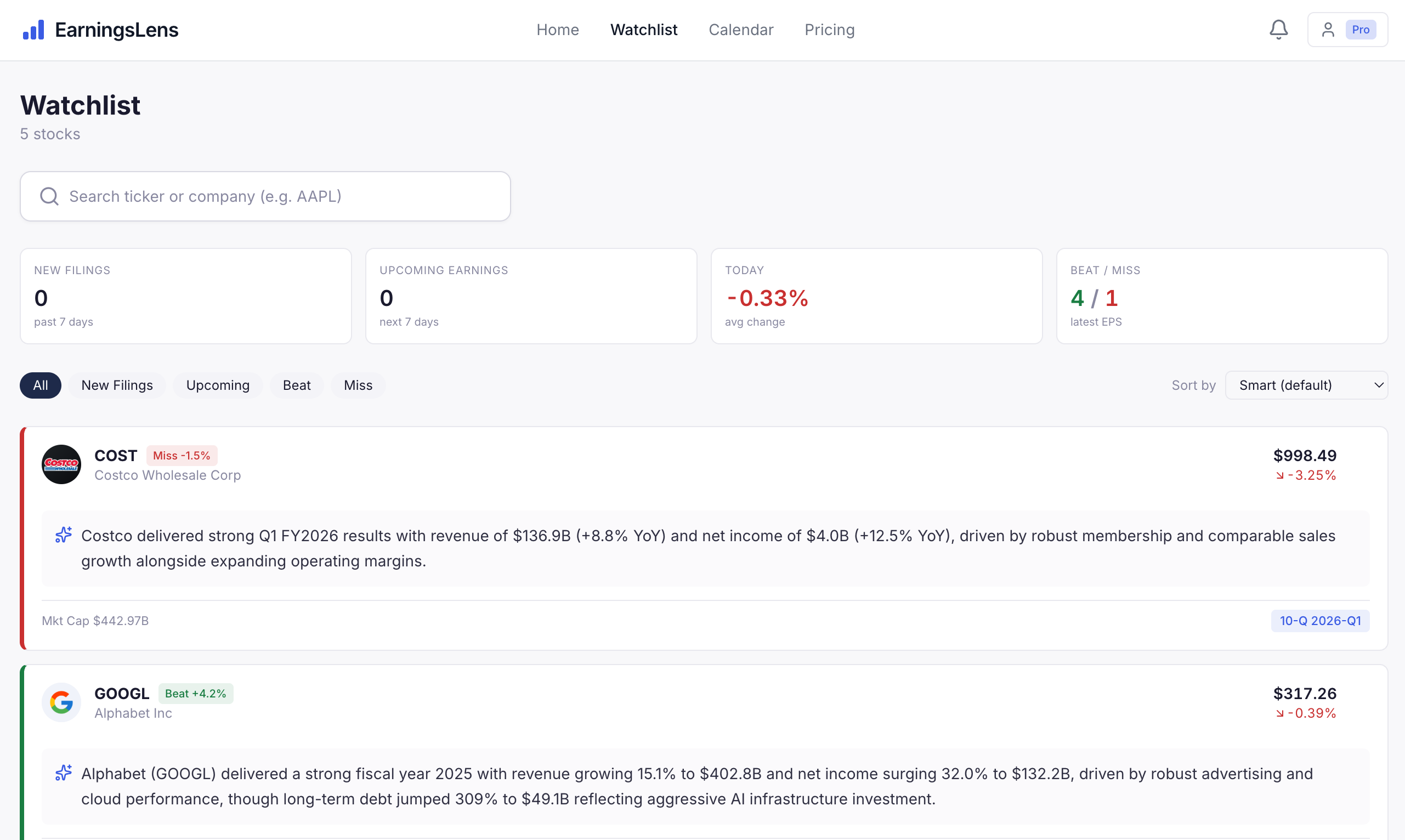 EarningsLens gallery image