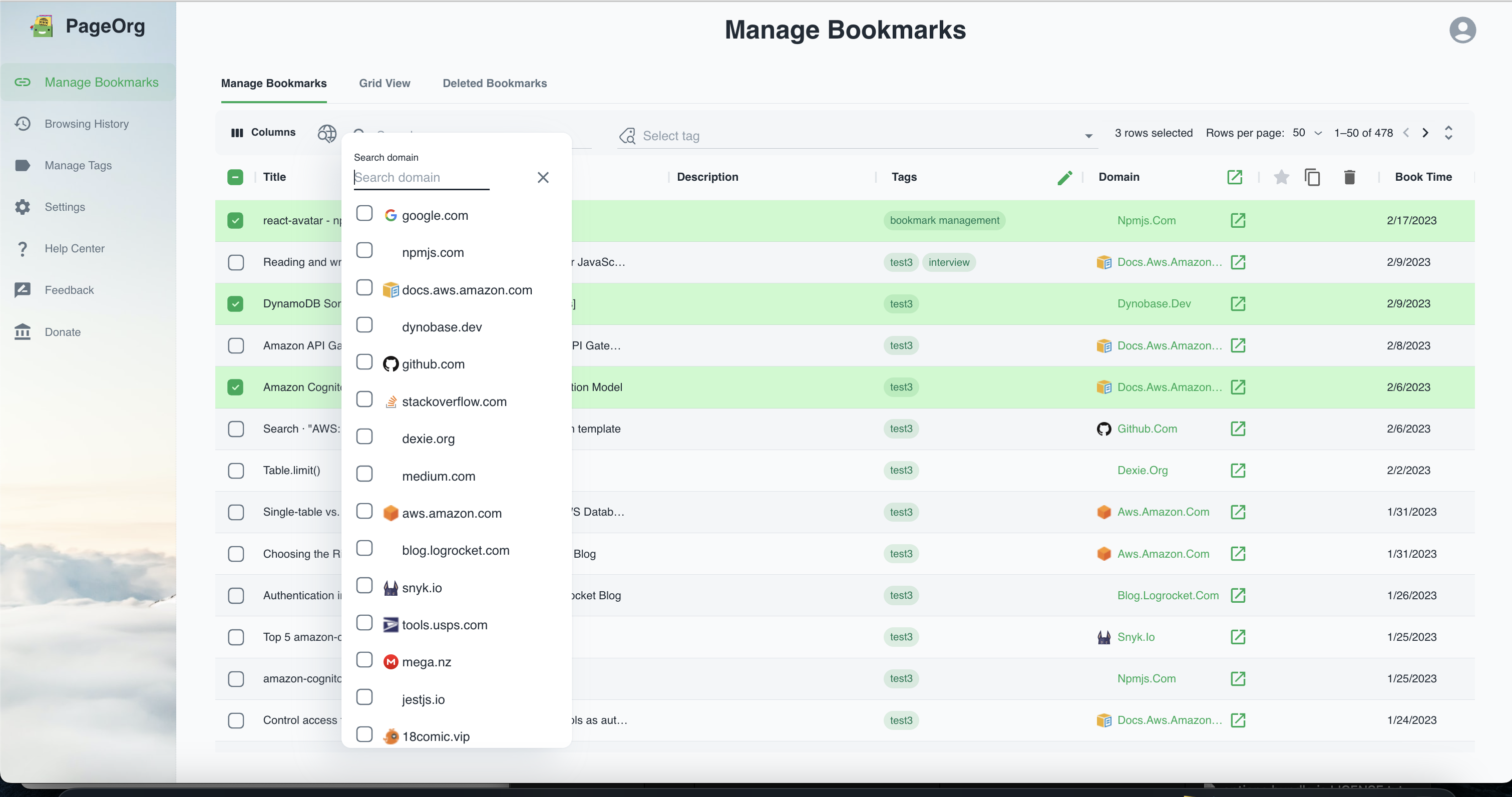 Média Pageorg |Bookmark & ​​ViewHistory Manager 4