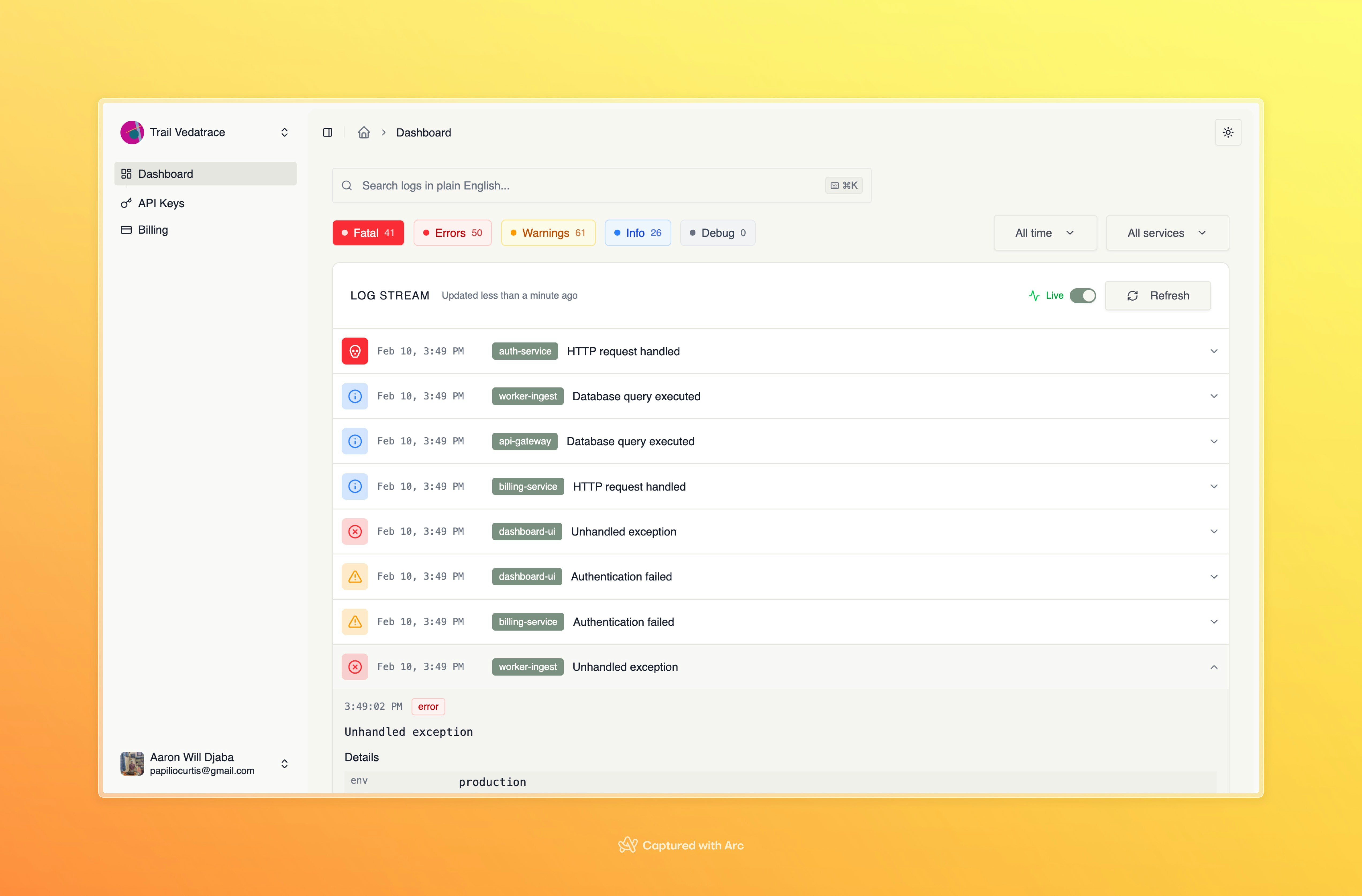 Vedatrace - Main product screenshot demonstrating key features and user interface