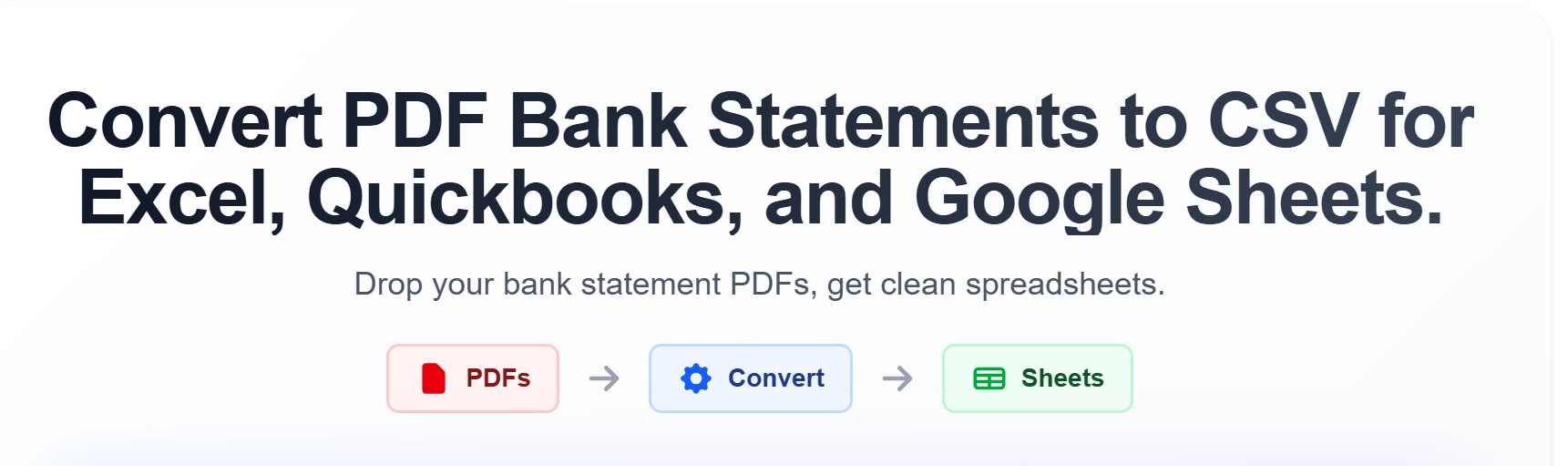 Statements to Sheets - Screenshot 2 showing product features and functionality