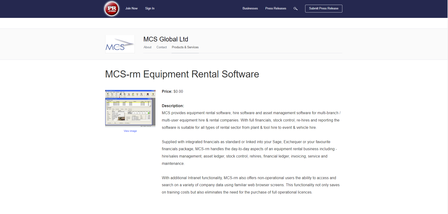 MCS-rm Equipment Rental Software gallery image