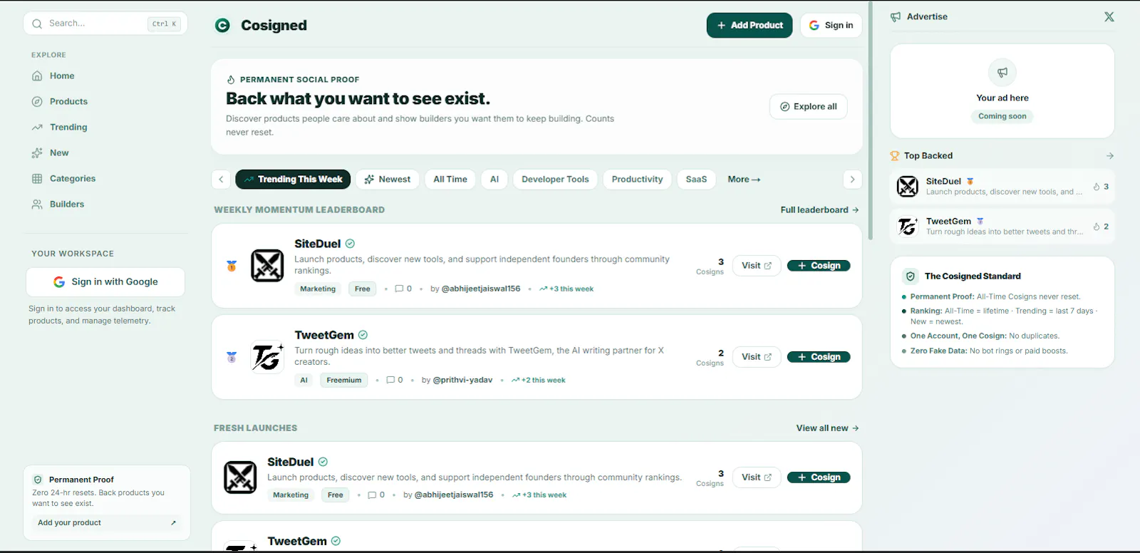Cosigned screenshot 1