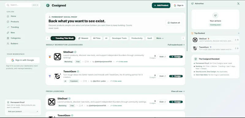 Cosigned screenshot 1