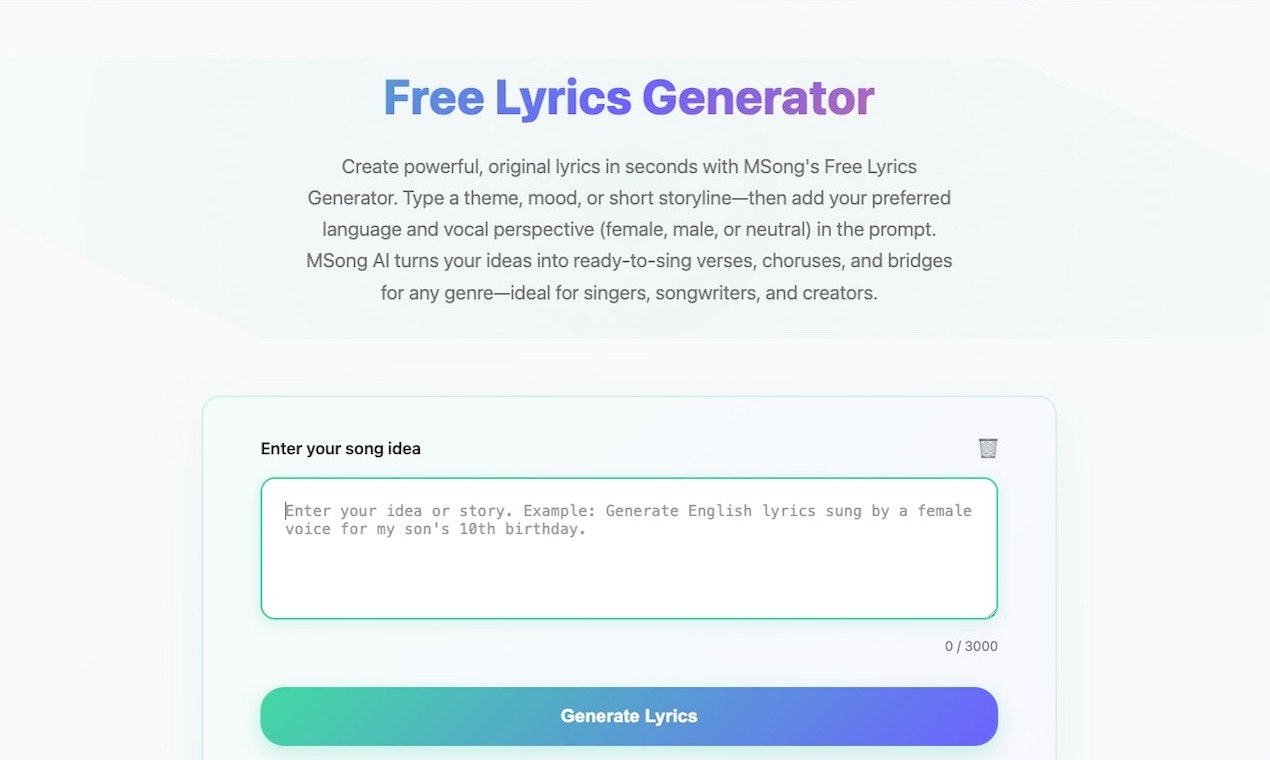 MSong.ai – The Free AI Song Maker - Screenshot 2 showing product features and functionality