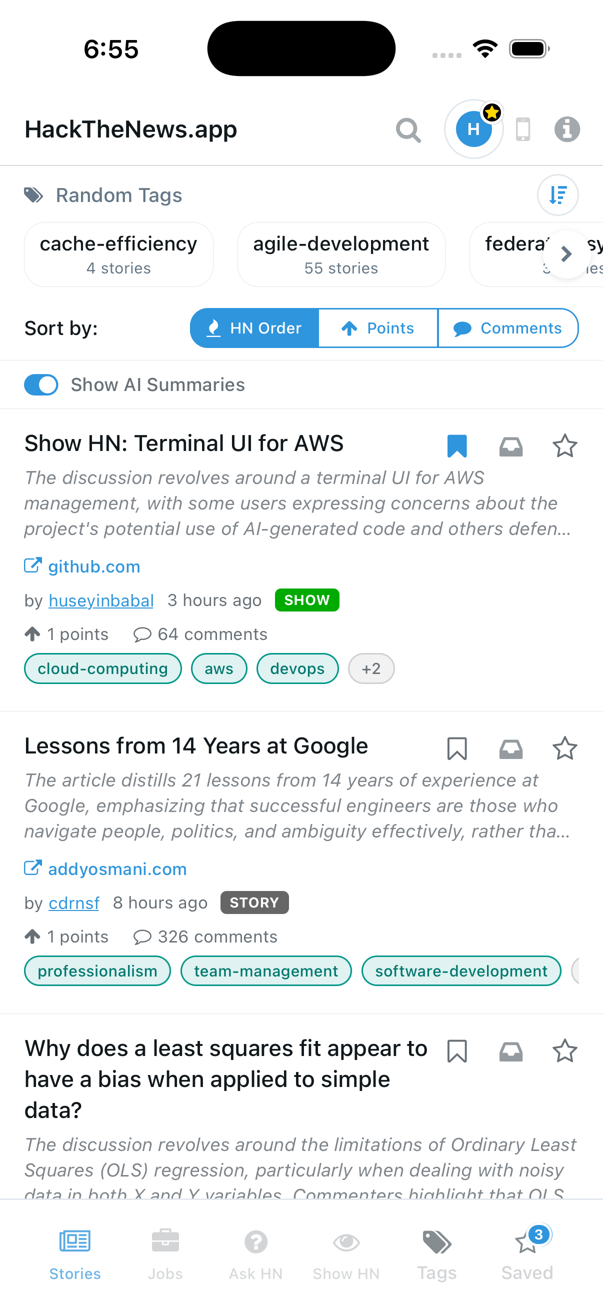 HackTheNews.app - Main product screenshot demonstrating key features and user interface