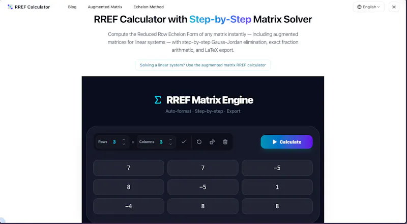 RREF Calculator screenshot 2