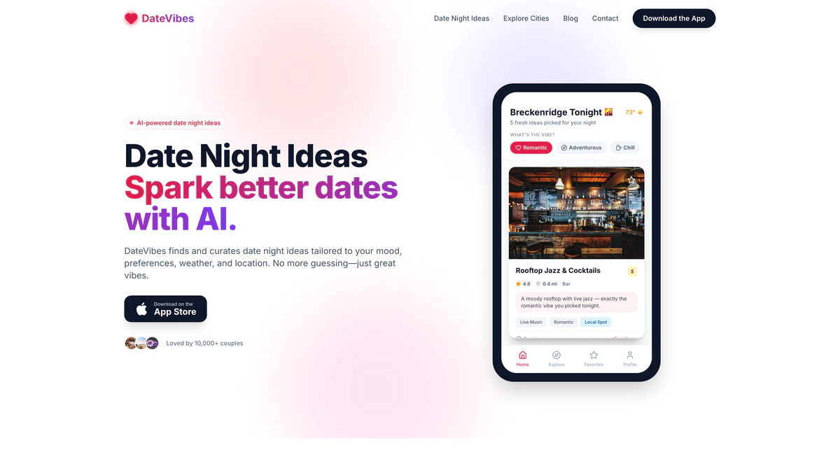 DateVibes - AI Date Night Ideas 截图