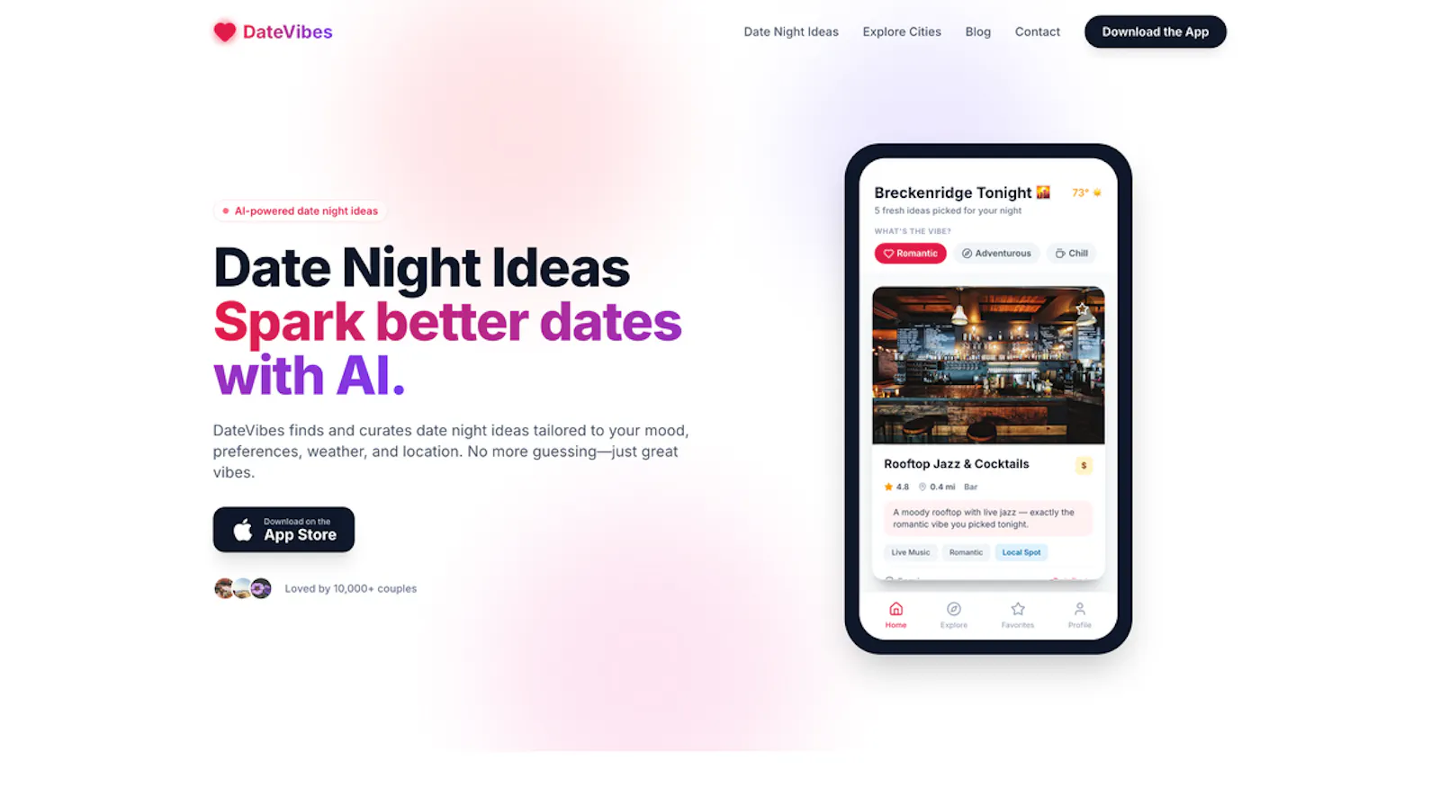 DateVibes - AI Date Night Ideas screenshot 1