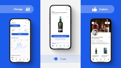 ユーザーはノートパソコンでSpiritoryのウェブサイトを閲覧し、トレードや投資に利用できる広範なウイスキーやワインの選択肢を探索しています。