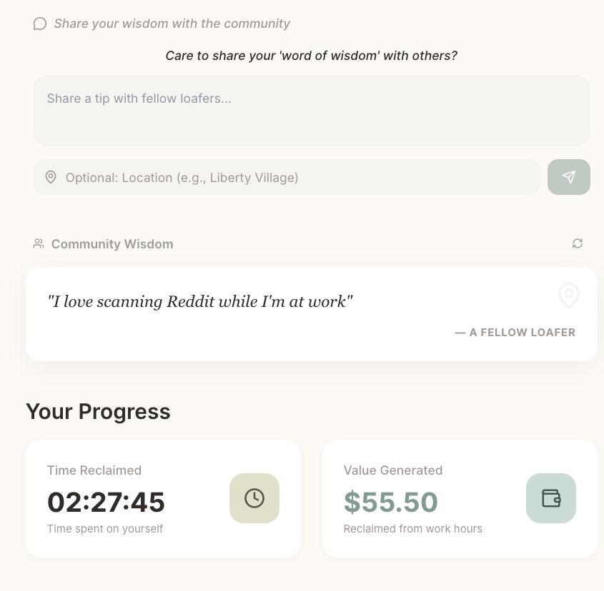 Loafing - Screenshot 3 showing product features and functionality