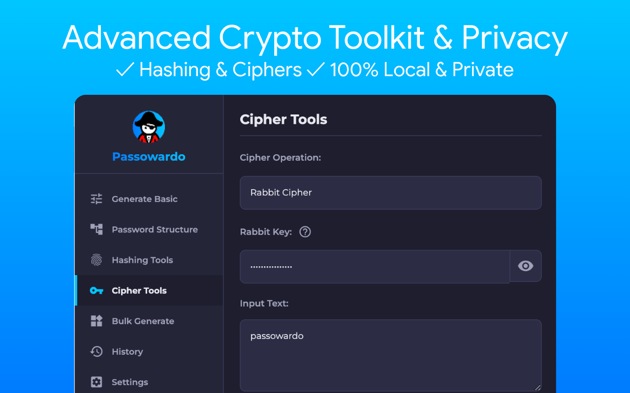 Passowardo door cloud captains - Genereer ultra-sterke, aangepaste wachtwoorden!hashing & cijfers media 3