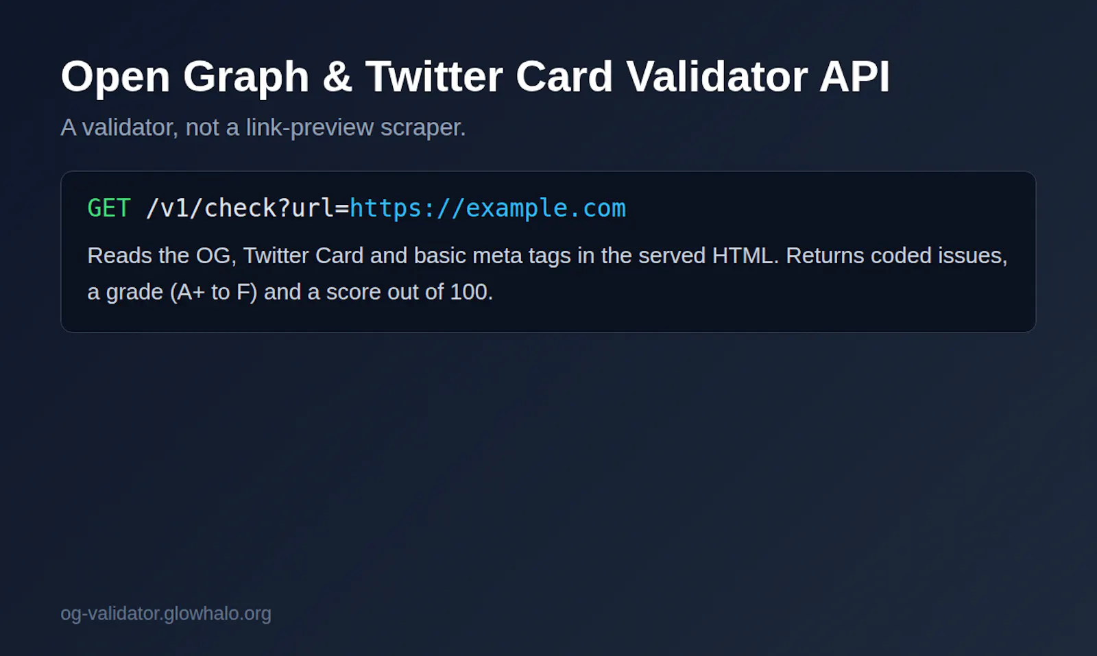 Open Graph & Twitter Card Validator API screenshot 3