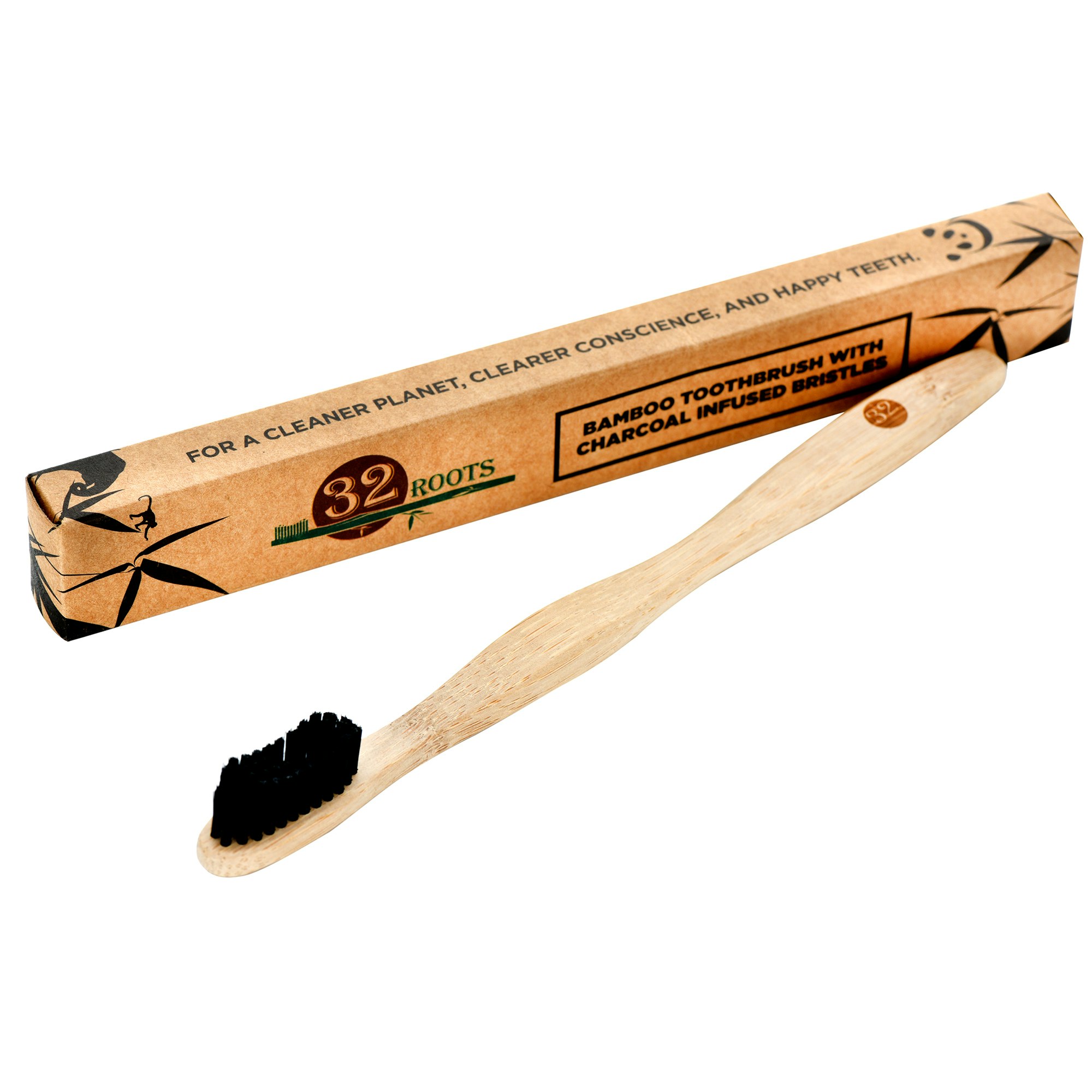 Biodegradable Bamboo Toothbrush with Charcoal Infused Bristles gallery image