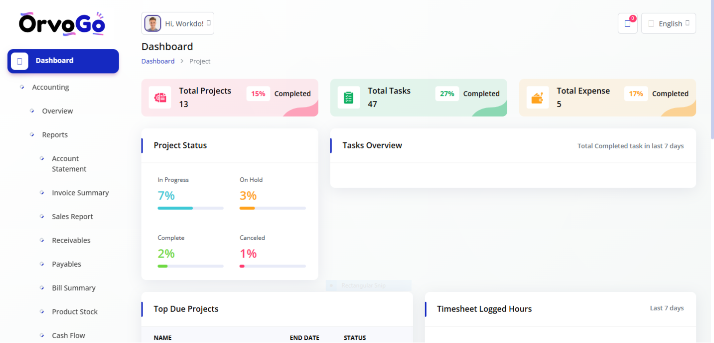 OrvoGo – All-in-One Business OS - Main product screenshot demonstrating key features and user interface
