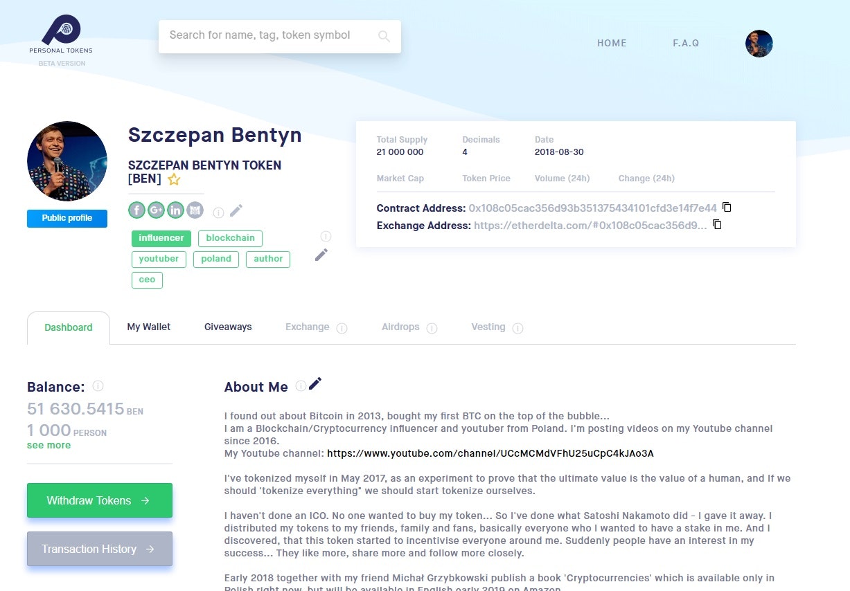 Personal Tokens gallery image