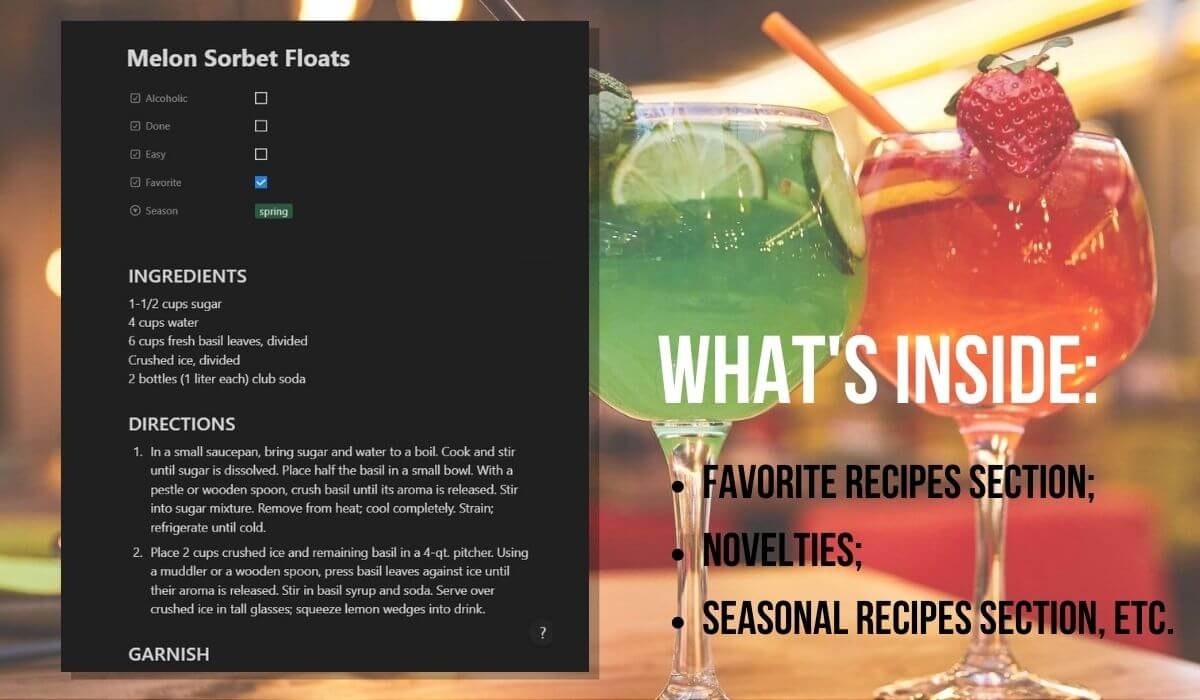 Notion Cocktail Recept Journal - Vergeet nooit meer een recept met dit eenvoudig te gebruiken dagboek media 1