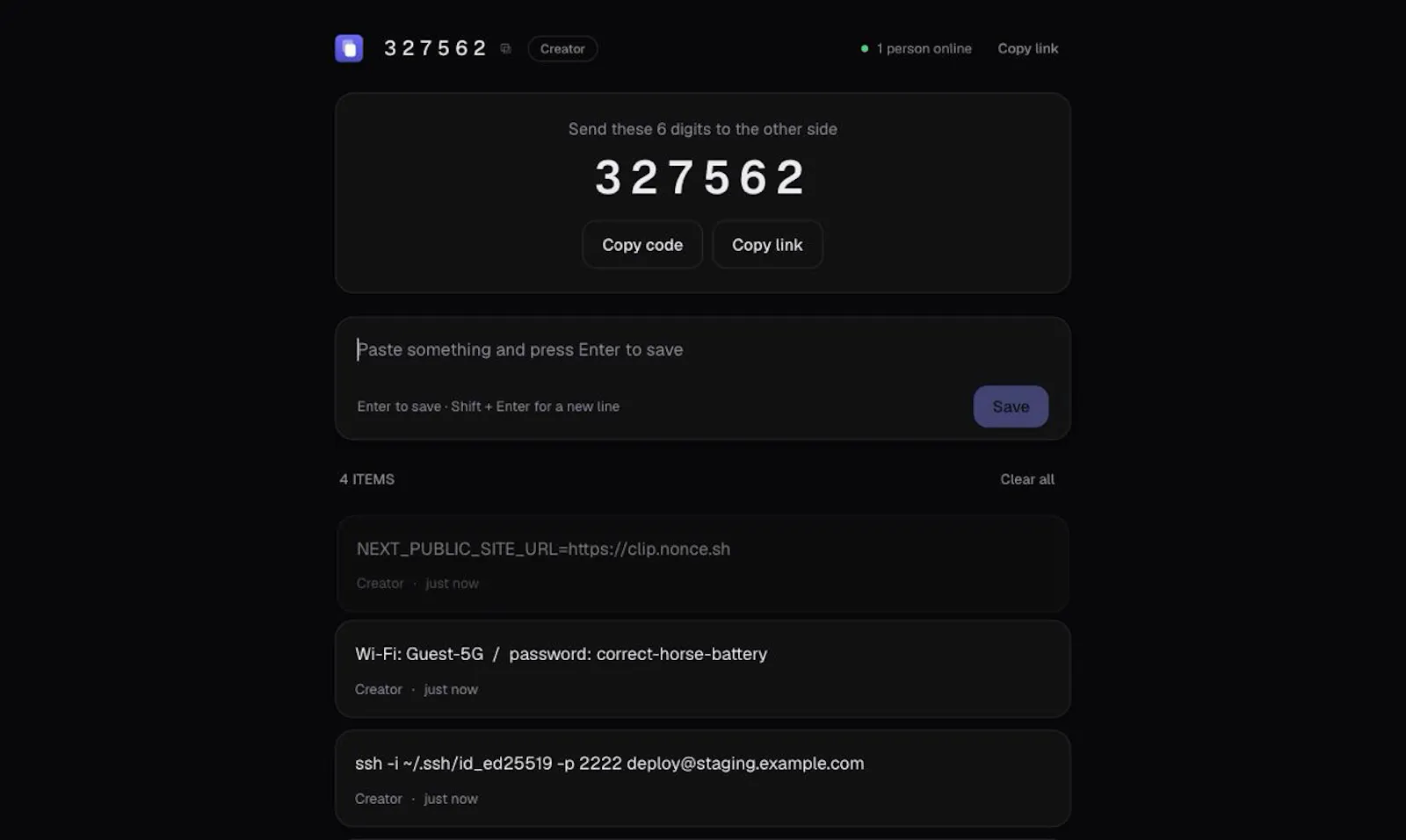 Online Clipboard screenshot 2