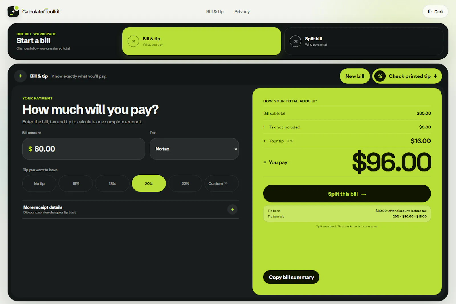 Calculator Toolkit screenshot 1