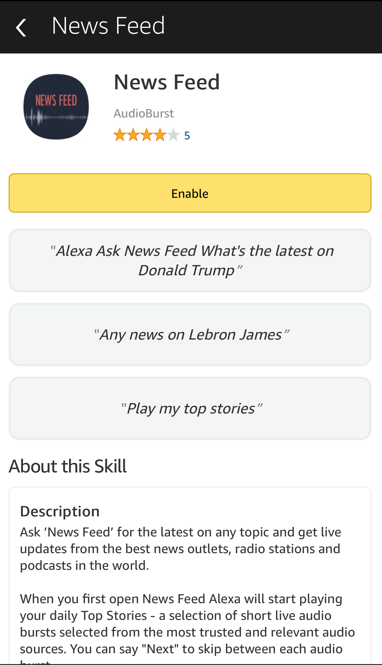 News Feed Alexa Skill gallery image