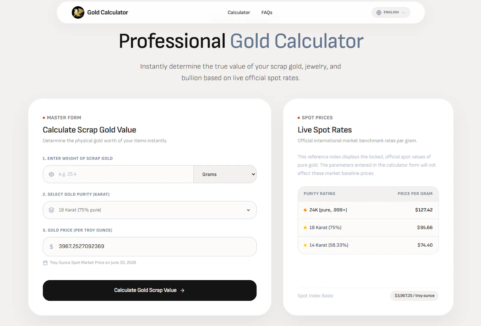 Gold Calculator screenshot 1