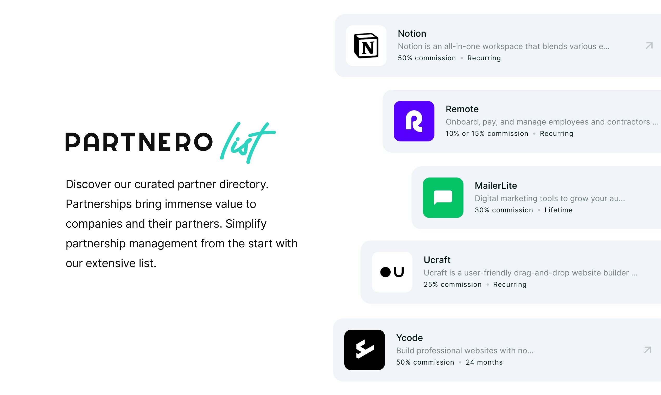 startuptile PartneroList-A curated directory of partner programs